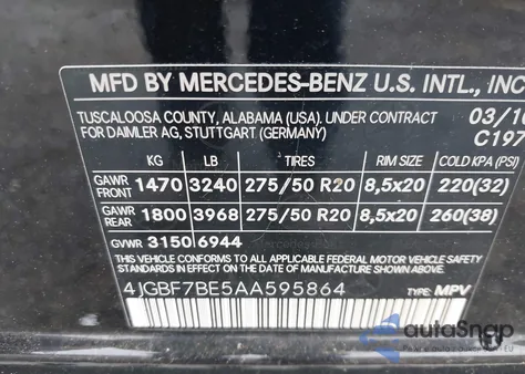 2010 Mercedes-Benz Gl 450 4Matic from USA, damaged, VIN 4JGBF7BE5AA595864